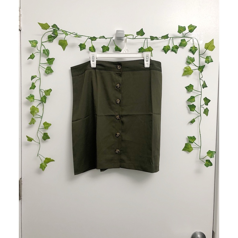 Green Button-Up Mini Skirt